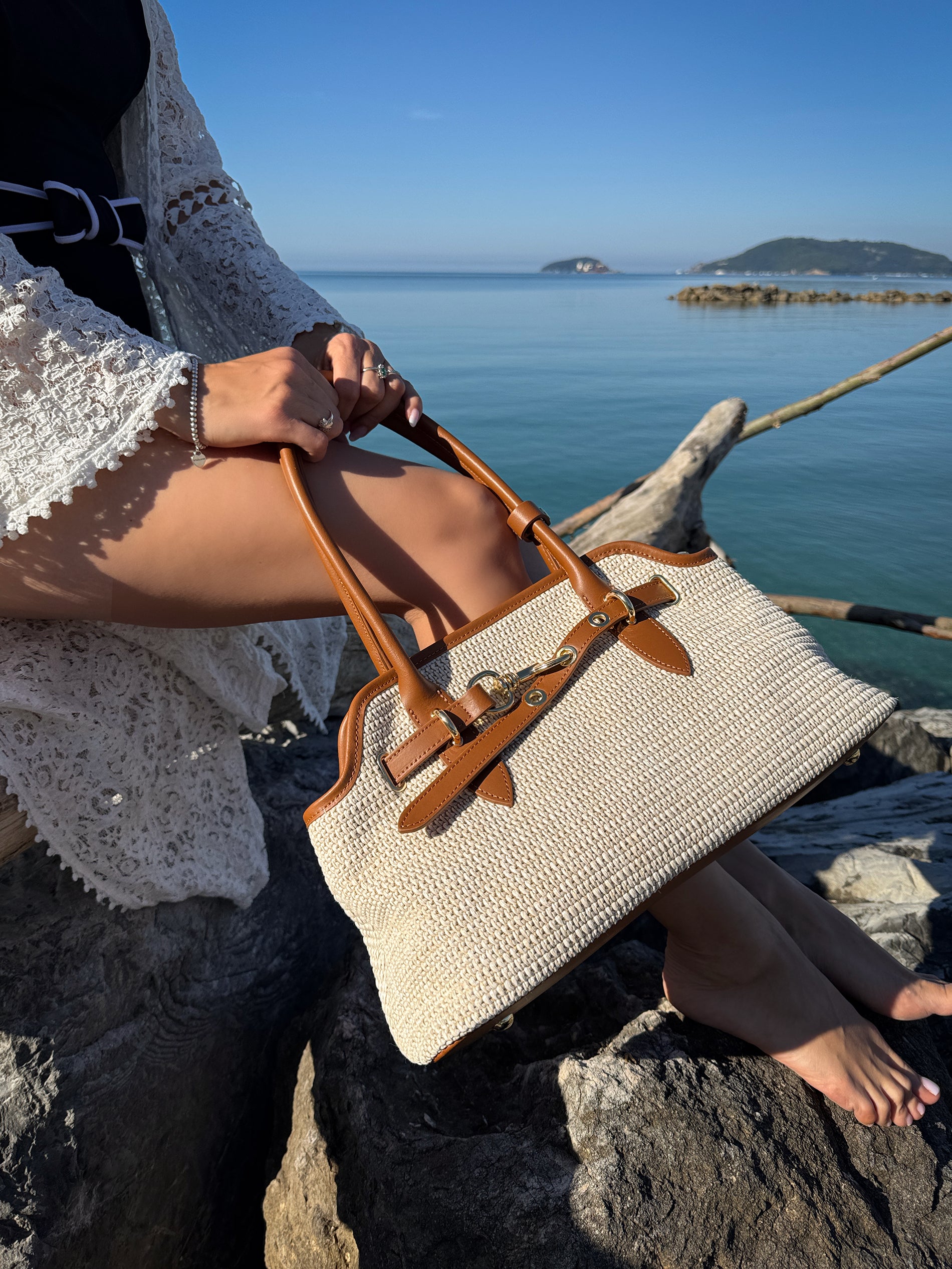 Raffia and Genuine Leather Bag image 2